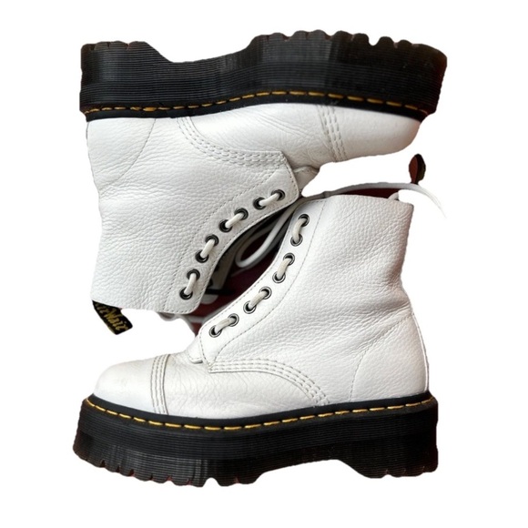 Dr. Martens Sinclair Platform Boots White Leather Front Zip Size 7 - Picture 2 of 13